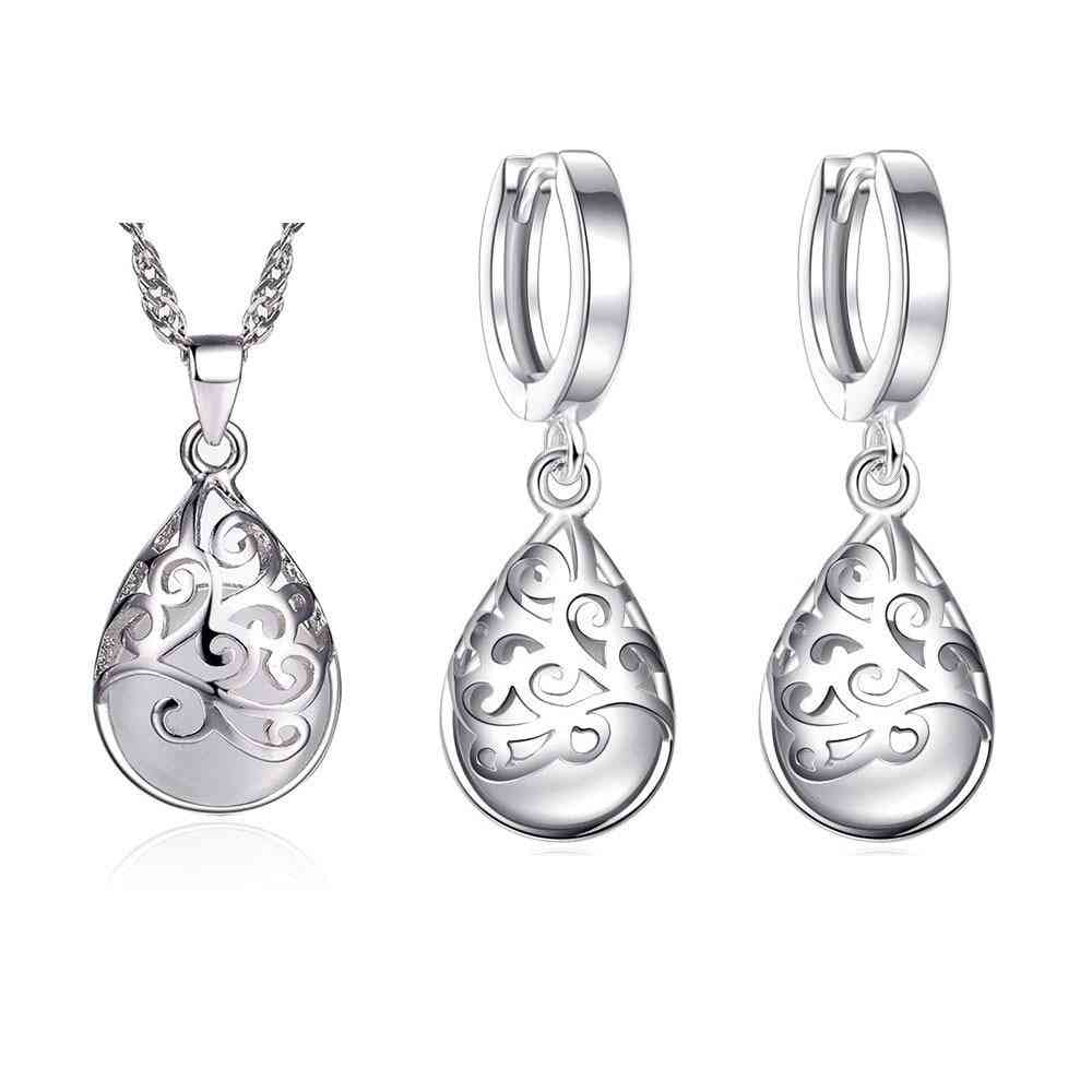 Silver Jewelry Sets Opal Tears Totem Earrings Necklace