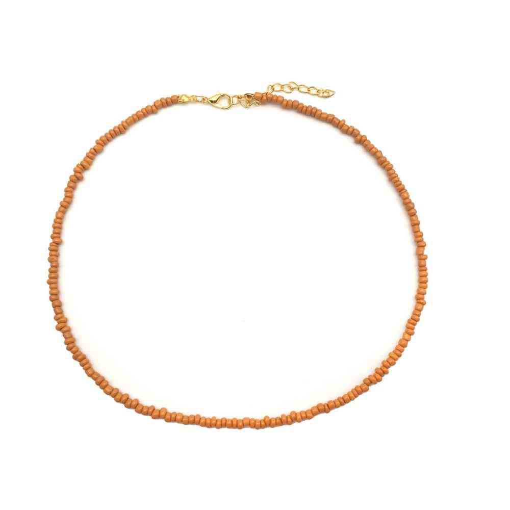 Simple Seed Strand Women String Beaded Necklace