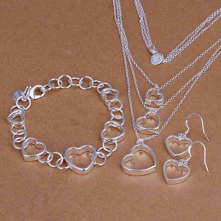 925 Sterling Silver Necklace Bracelet Earrings Jewelry Sets For