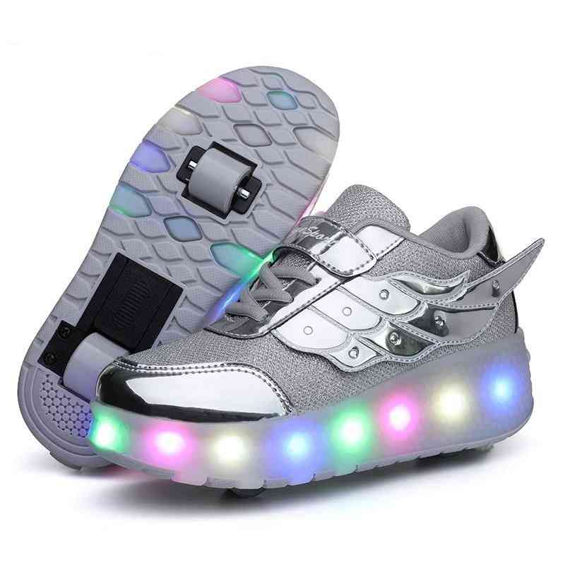 One & Two Wheels- Luminous Glowing Light, Roller Skate Sneakers For, Set-a
