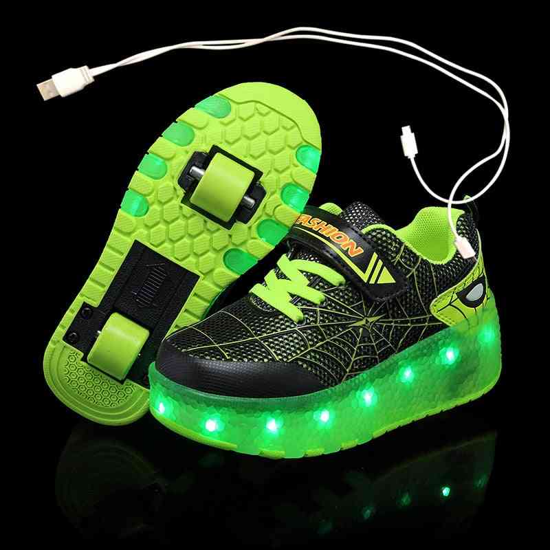 One & Two Wheels- Luminous Glowing Light, Roller Skate Sneakers For, Set-f