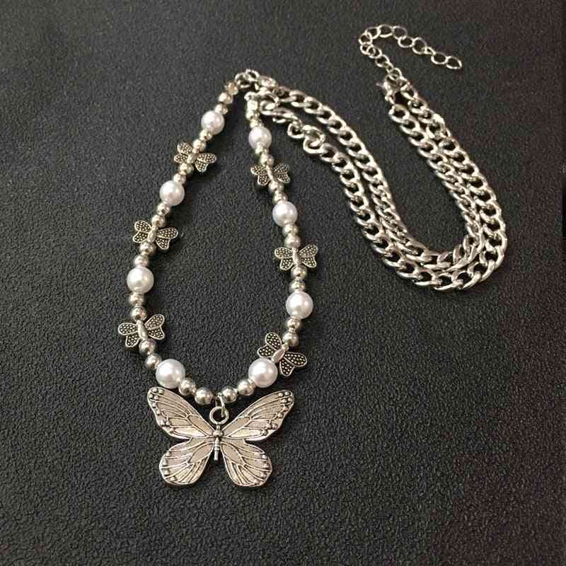 Gothic Butterfly Pendant Chains Necklaces