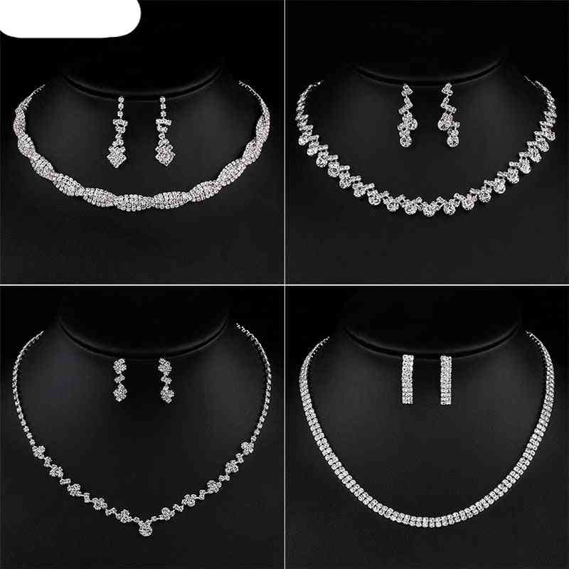 Blijery Silver Plated Crystal Bridesmaid Bridal Jewelry Sets