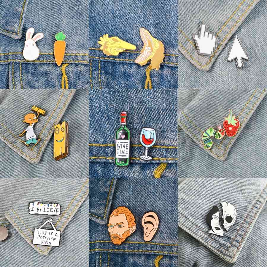 Brooches And Pins Icon, Animal Set, Cartoon Jewelry