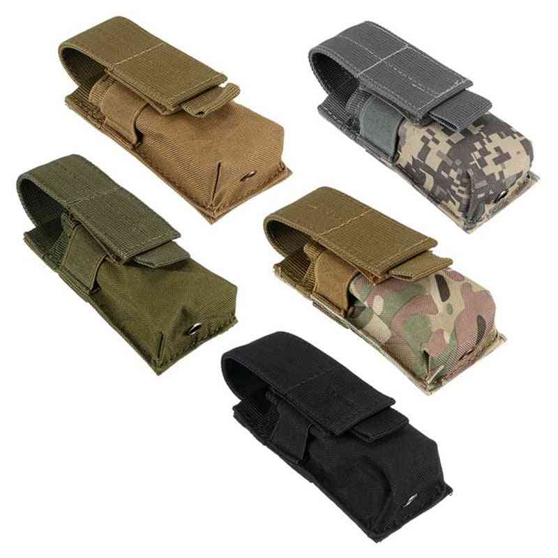 Tactical M5 Flashlight Holster, Molle Single Pistol Magazine Pouch