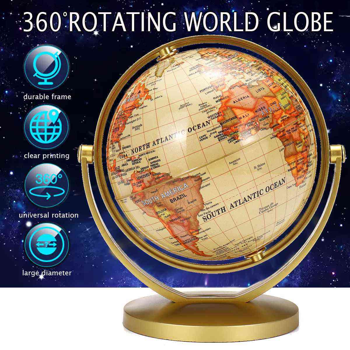 Terrestrial Earth Globe World Map With Stand Geography Education Toy Ornament Kids