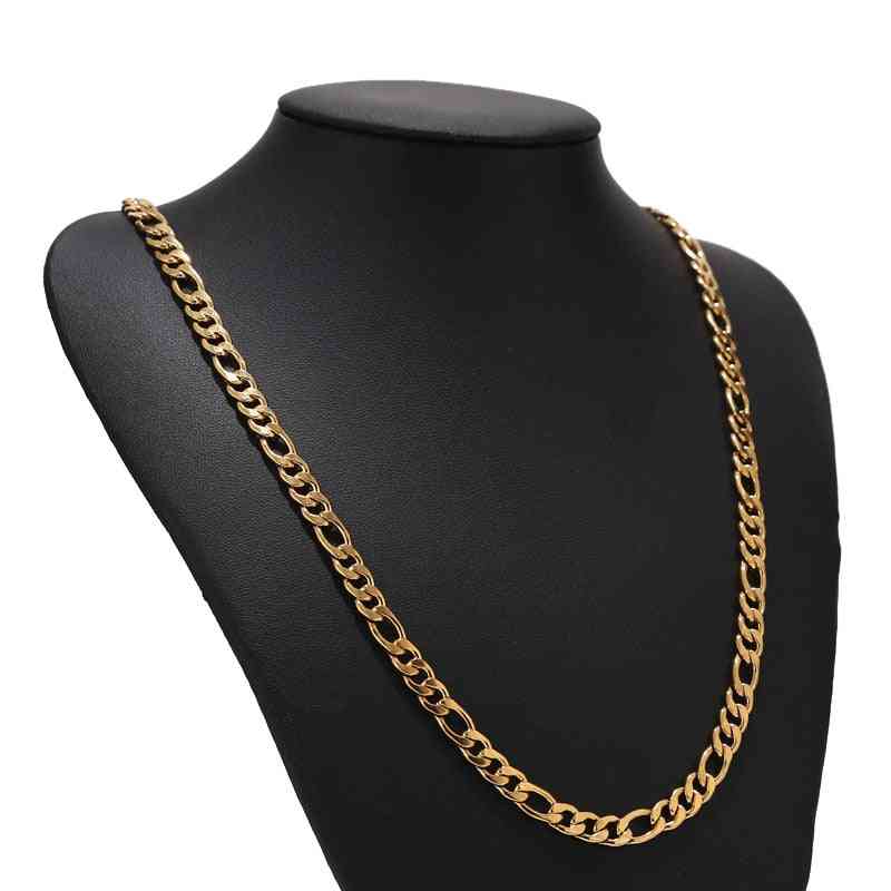 Stainless Steel Men's Gold Filled Figaro Chain Necklaces