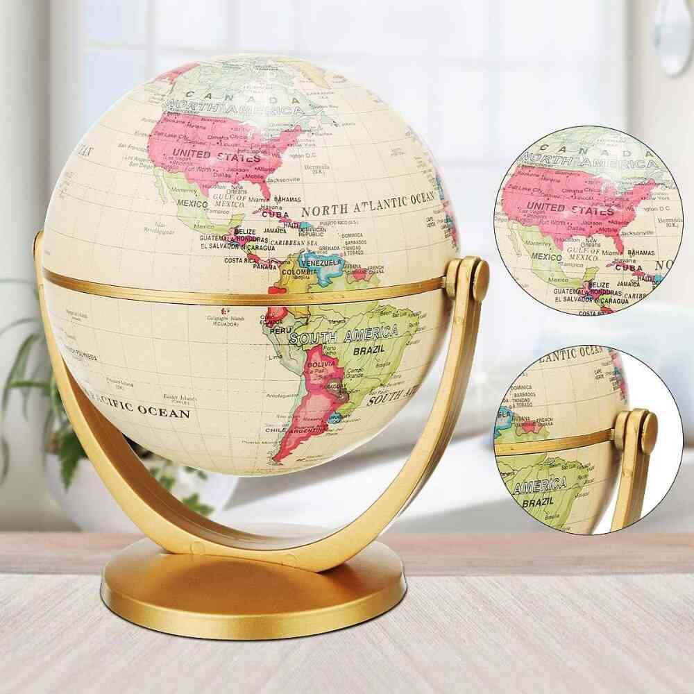 Globe World Map- Decoration Earth Globe With Gold Base Vintage