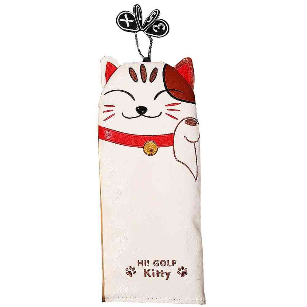 Cat Pu Leather- Kitty Embroidery, Golf Club Head Covers