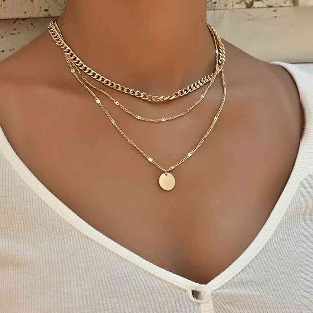 Vintage-hals guld kæde lagdelt, vedhæng halskæde