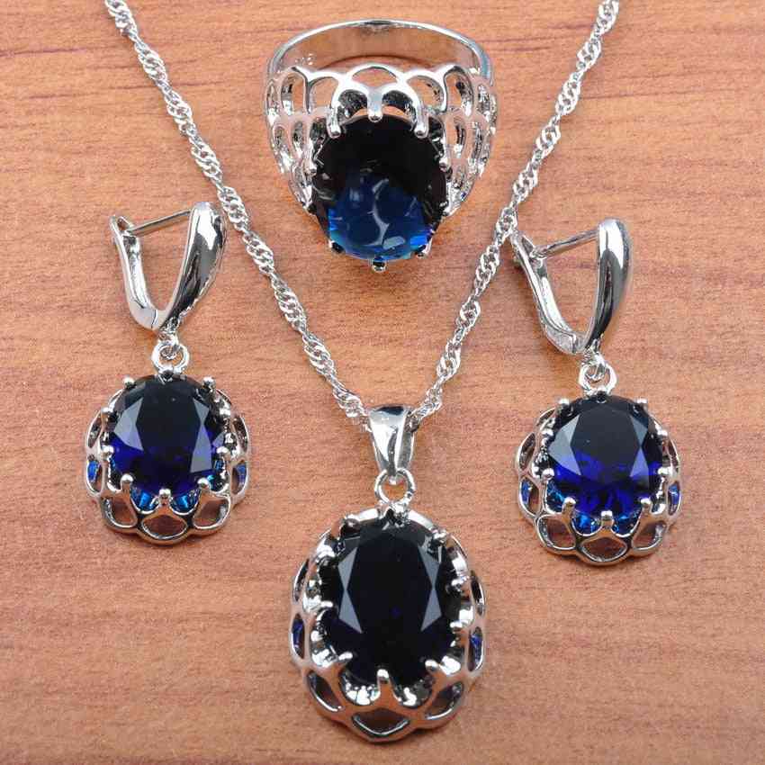 925 Silver Jewelry Sets Rose Red Cubic Zirconia