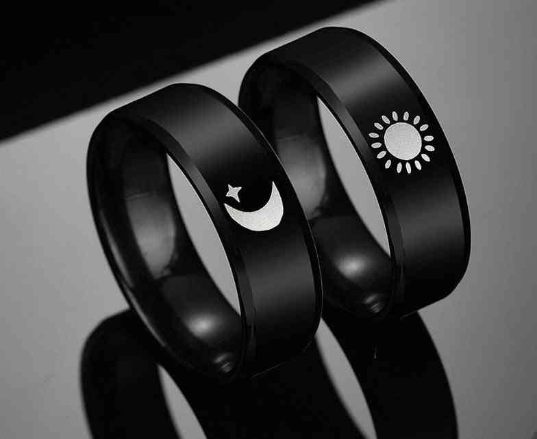Simple Moon Sun Couple Rings For Lover's