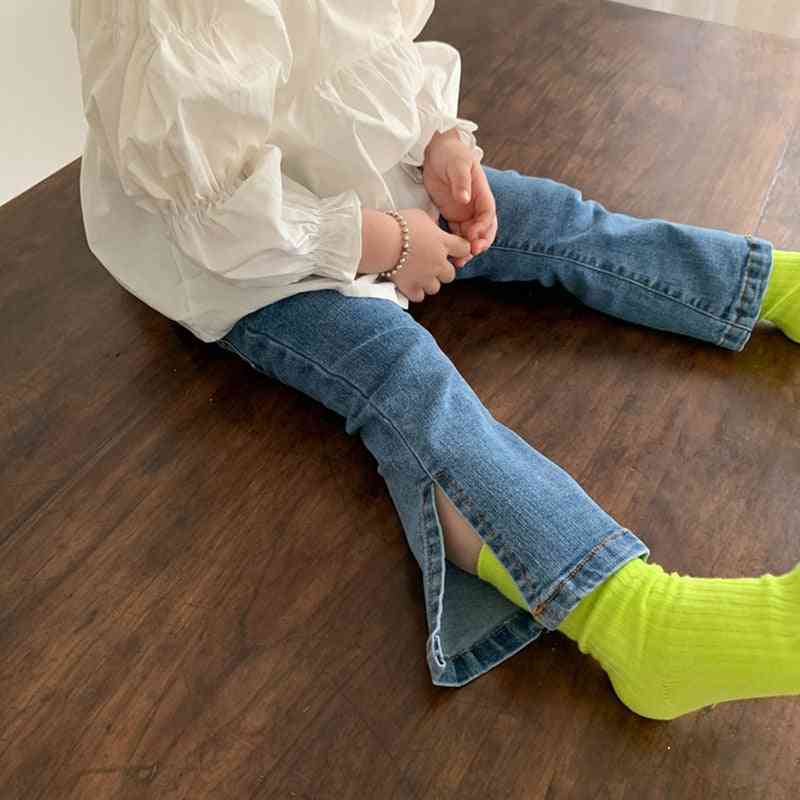 Ensfarvede småbørns elastiske jeans til børn
