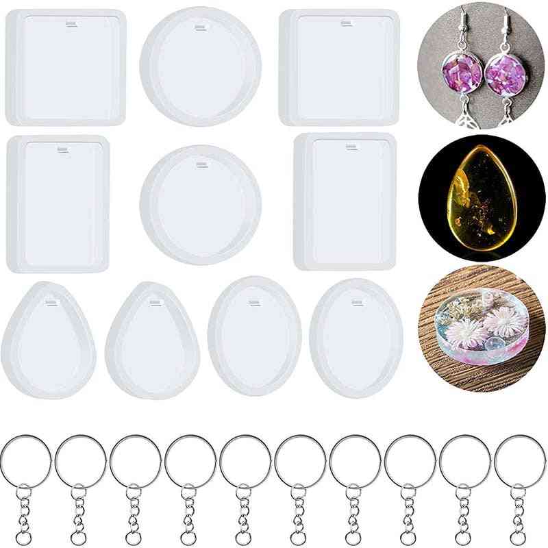 Keychain Resin- Silicone Mold Keychain, Rings Craft Set Earring Jewelry Kit