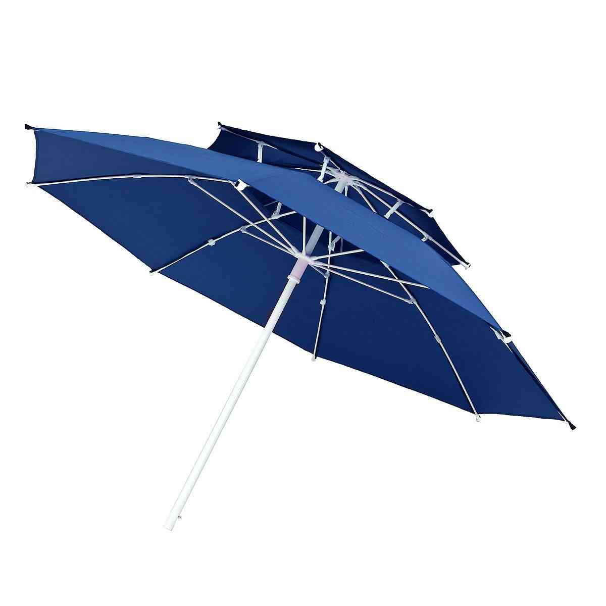 2.4mx8mm Double Layer Beach Canopy Sun Umbrella