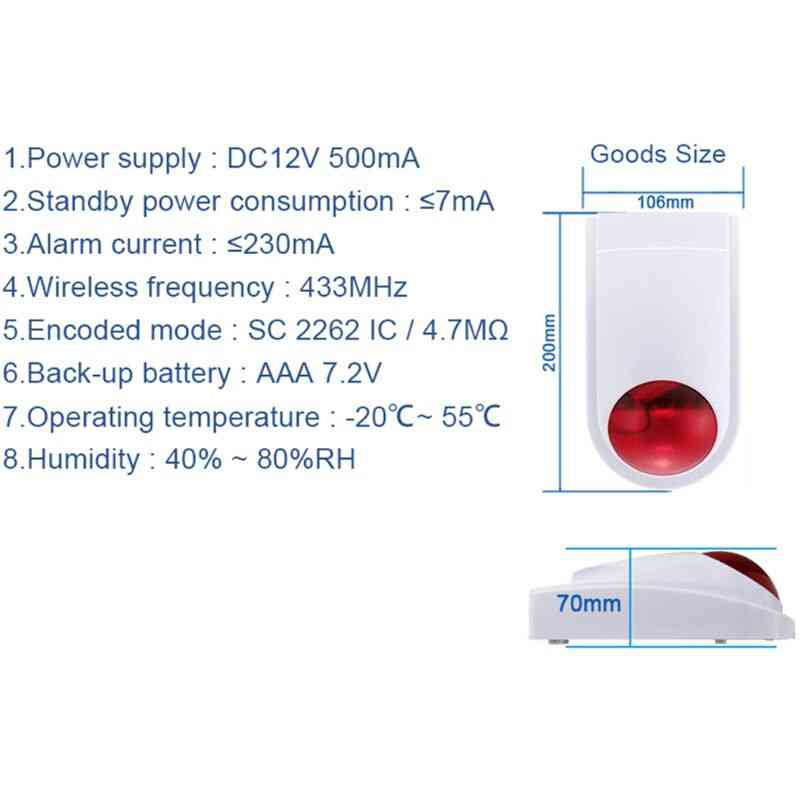 Mini Alarm Horn Strobe Sensor 433mhz