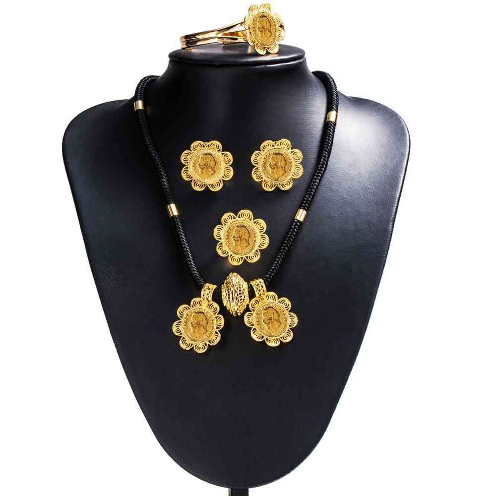 Gold Color Women Coins Jewelry Sets Wedding Sets