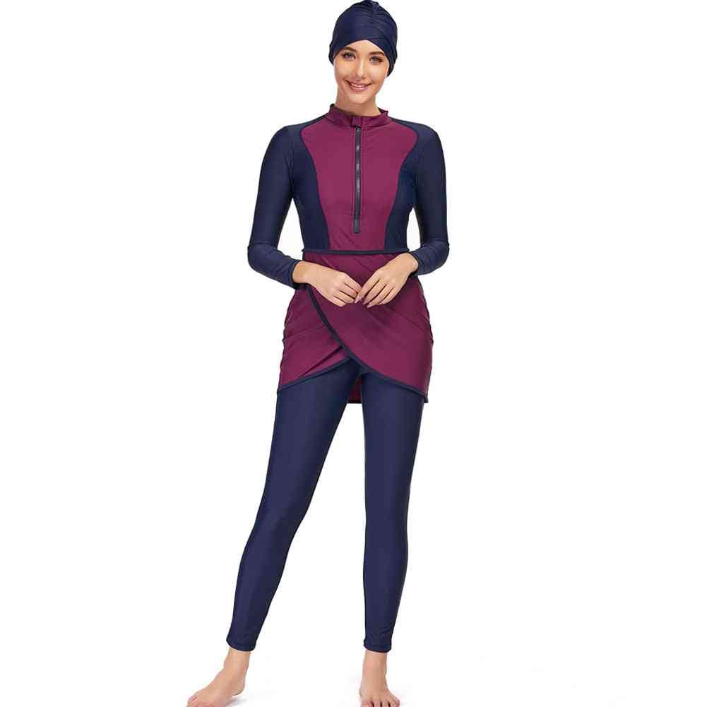 Hijab Long Sleeves Sport Islamic Swimsuit For Adults - Women