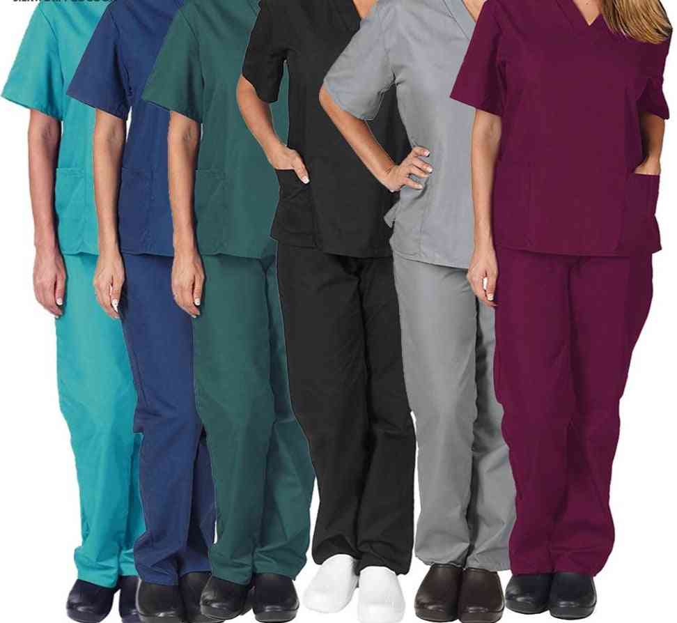 Nursing Scrubs Women Uniforms Elasticity Pet Clinic Nurse V-neck Medical