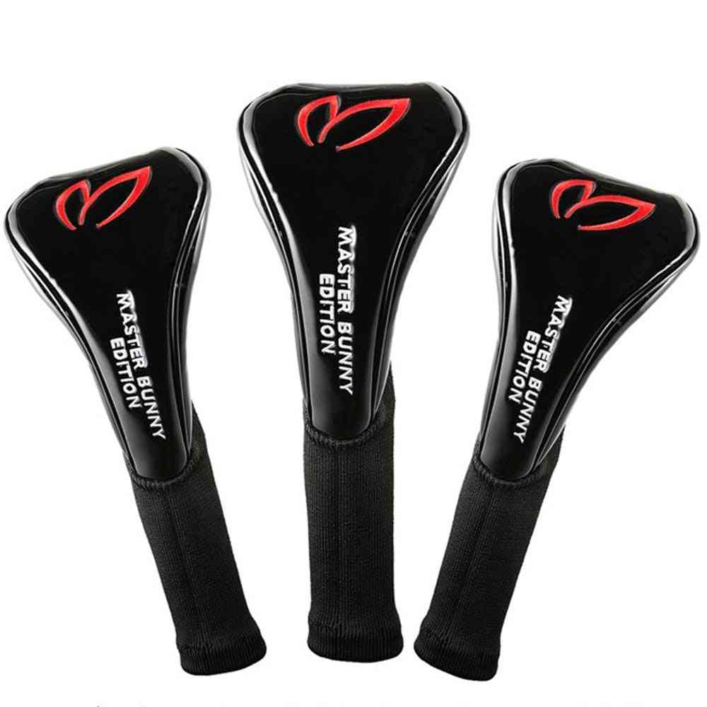 Golf Woods Clubs Headcovers Set - Driver Head Cover Black Red
