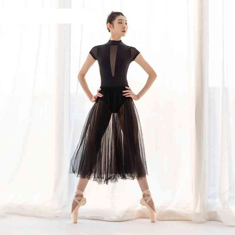 Ballet Leotards For Women, Mesh Gymnastics Short Sleeve Dress