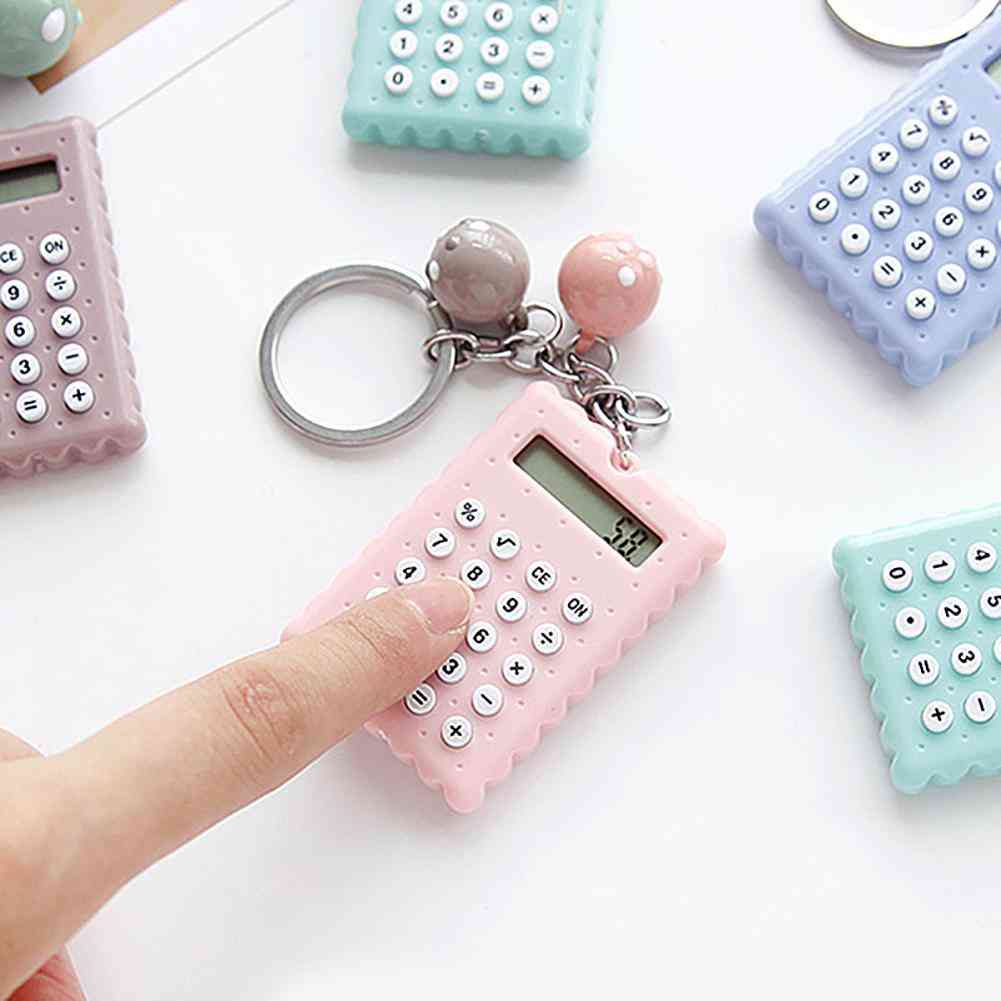 Creative Lovely Biscuit Shape Mini Keychain Portable Plastic Calculator