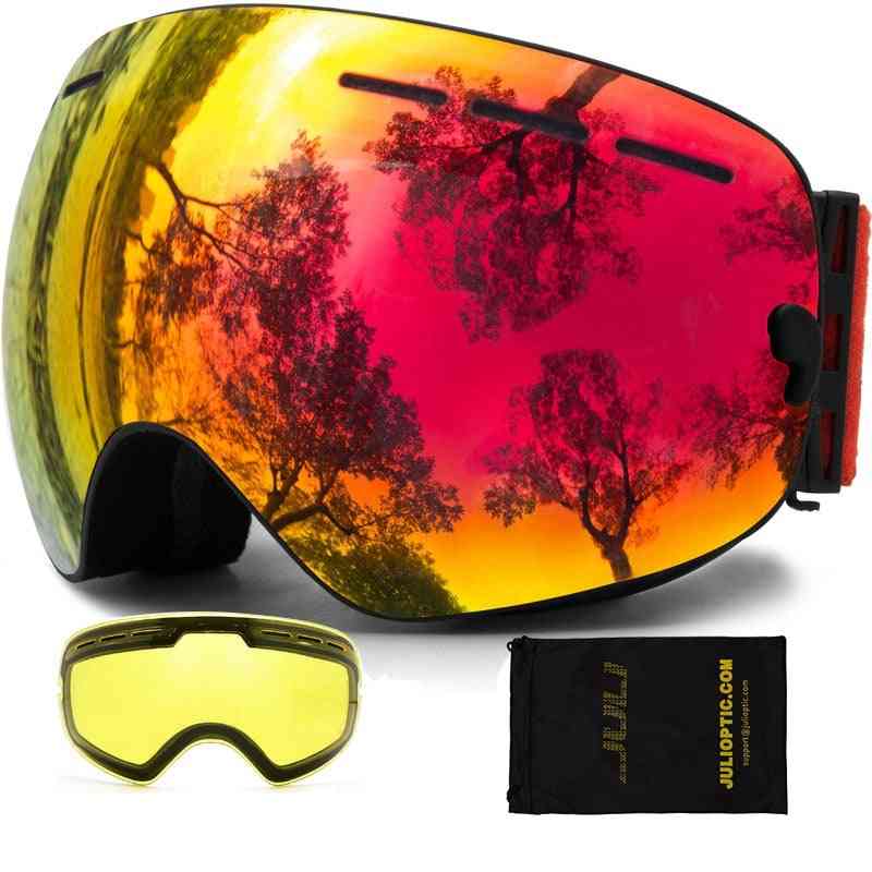 Double-lens Anti-fog, Uv Protection, Snowboard Goggles With Night Vision, Ski Lens