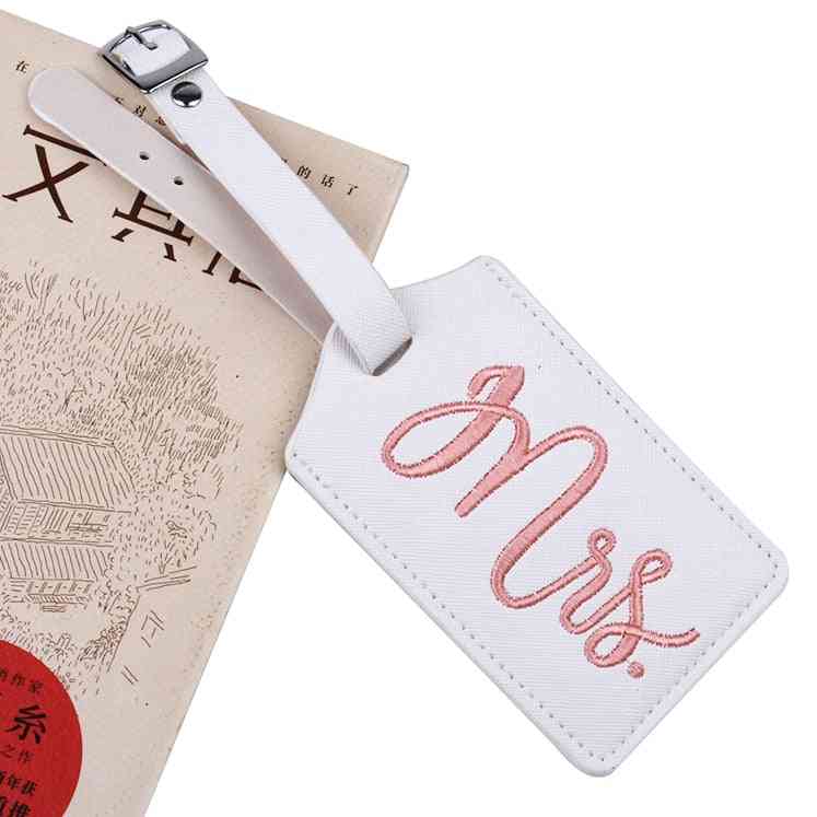 Mr & Mrs Embroidery Suitcase Luggage Tag