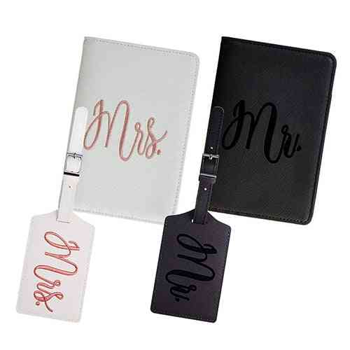 Mr & Mrs- Embroidered Passport Holder, Wallets Cover With Tags