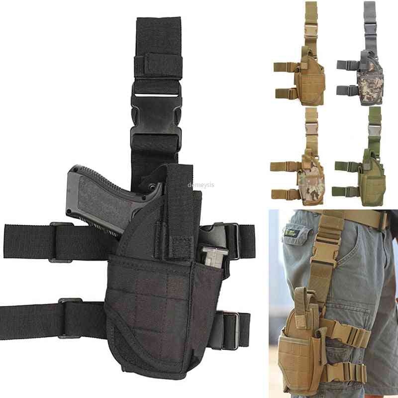 Universal Drop Leg Gun Holster Right Handed Tactical Thigh Pistol Bag Pouch