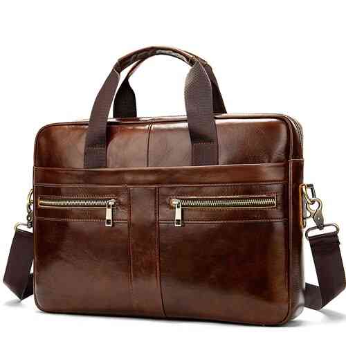 Men's Briefcases Genuine Leather 14'' Laptop Bags