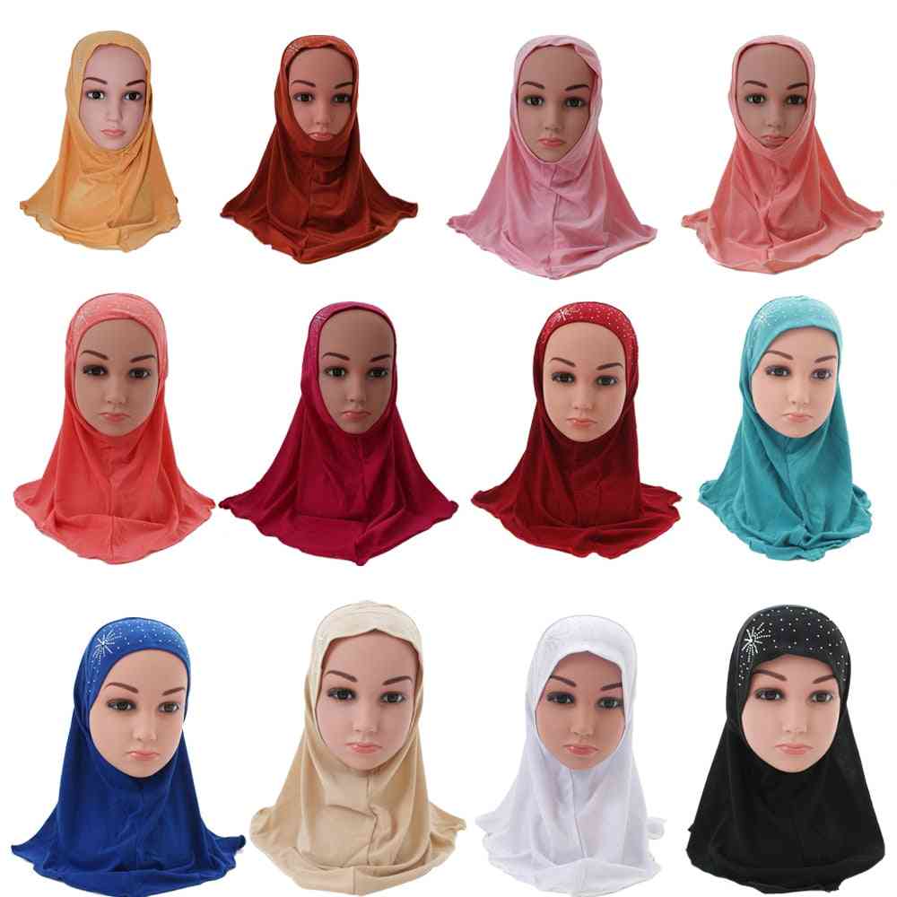 Islamisk muslimsk tørklæde skole rhinestone hovedbeklædning