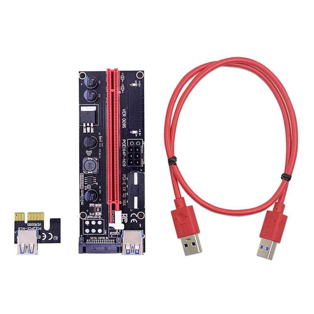 Dual Led Ver009s Pci-e Riser Card 009s Pcie 1x To 16x Extender Usb 3.0 Cable