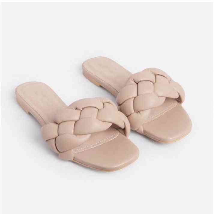 Fashion Flat Slippers, Weave Slides Sandal