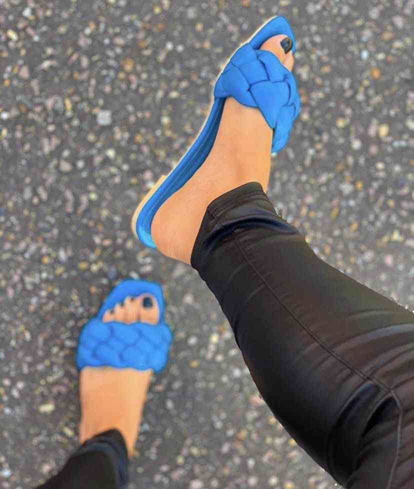 Fashion Flat Slippers, Weave Slides Sandal