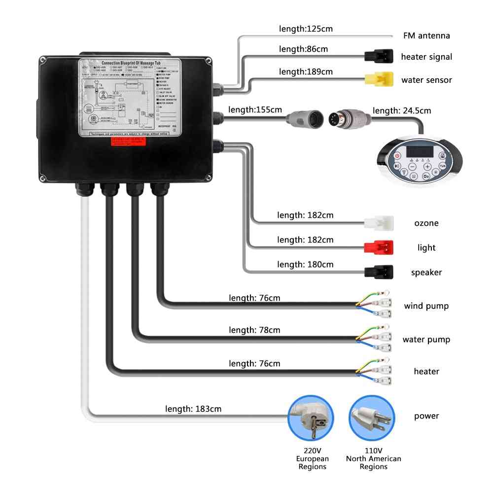 Lcd -display jetted bath tub controller