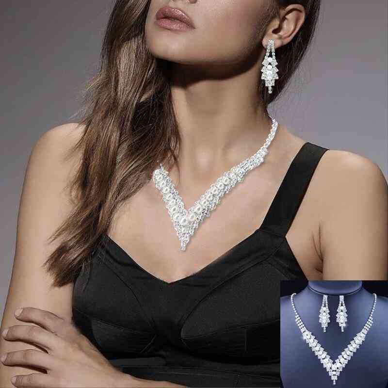Crystal Bridal Necklace And Earrings Jewelry Sets