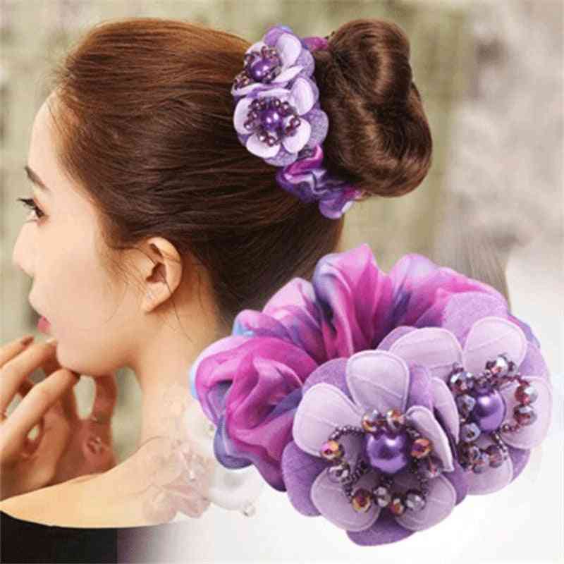 Kvinder elastisk hår gummibånd-flower scrunchies