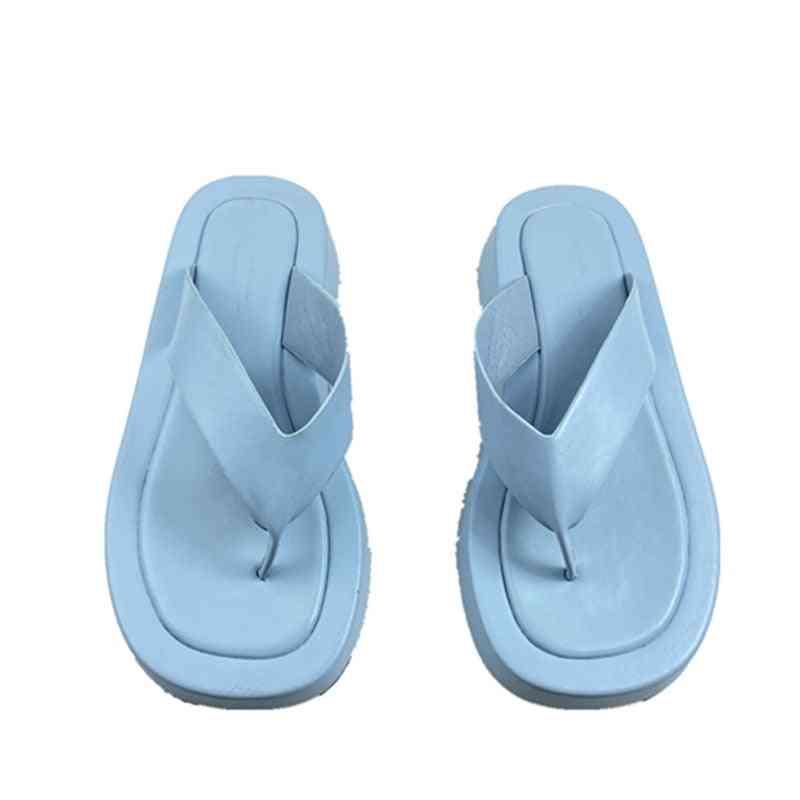 Summer Platform Slides Pantofle Fashion Rubber Flip Flops Slippers For Adults - Women