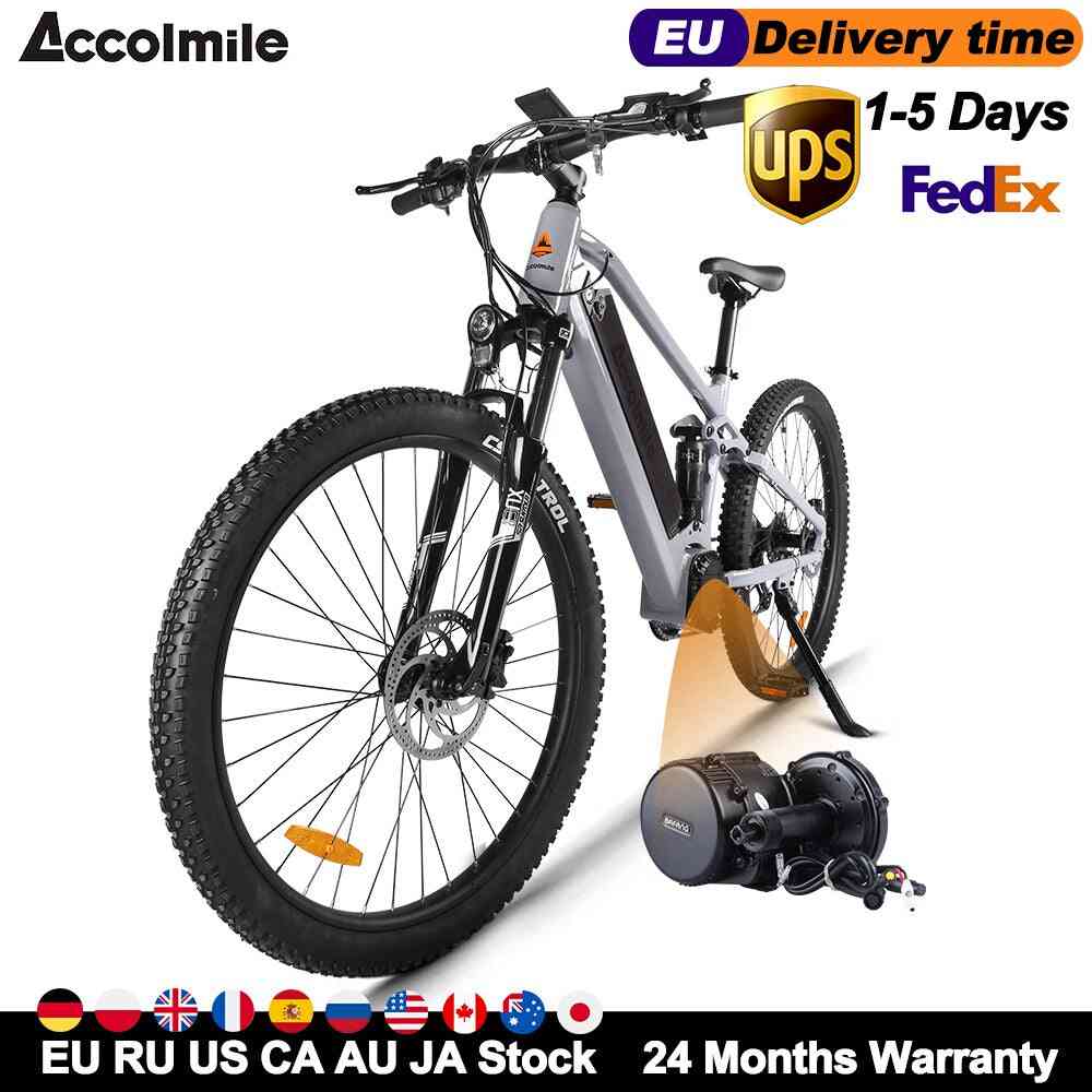 Best Electric Bike 2021 E Bike 48v 750w Bafang Mid Motor Bicycle Mens Mountain Bike E-bike 27.5inch Bicycle Shock Absorption