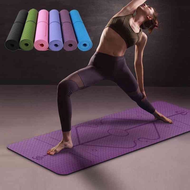 Non-slip, Printed Position Line  Yoga Mat