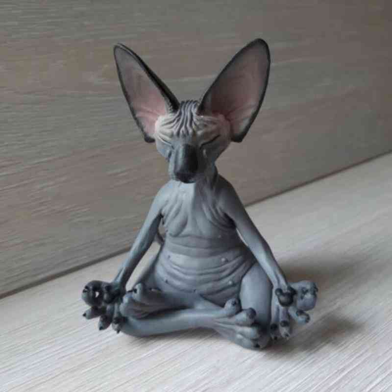 Home Decor Cat Meditate Collectible Figurines Miniature Buddha