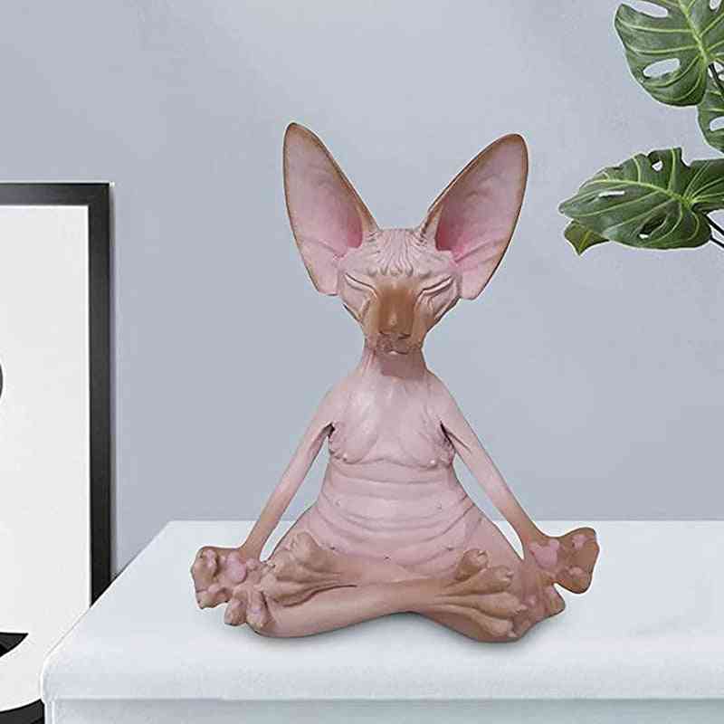 Home Decor Cat Meditate Collectible Figurines Miniature Buddha
