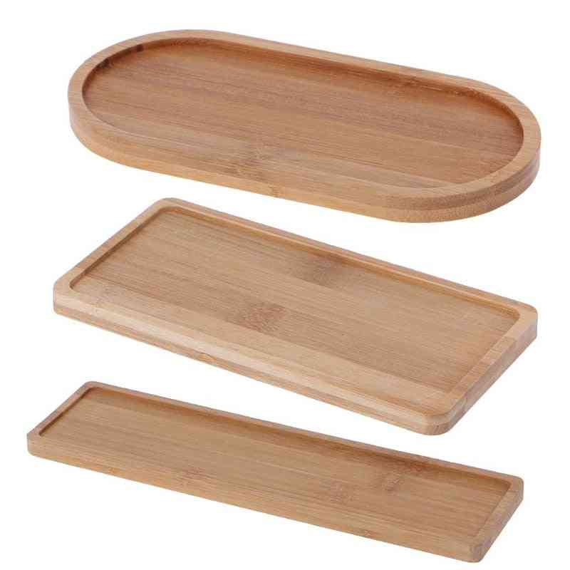 Oval Shape Bamboo Wood Saucer Plant Tray