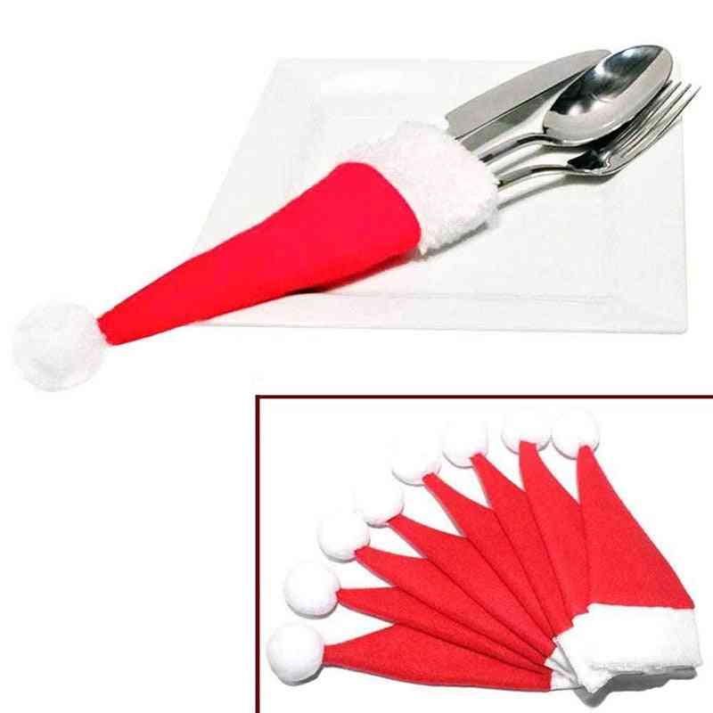 Christmas Mini Cap Tableware Cutlery Holder Bags