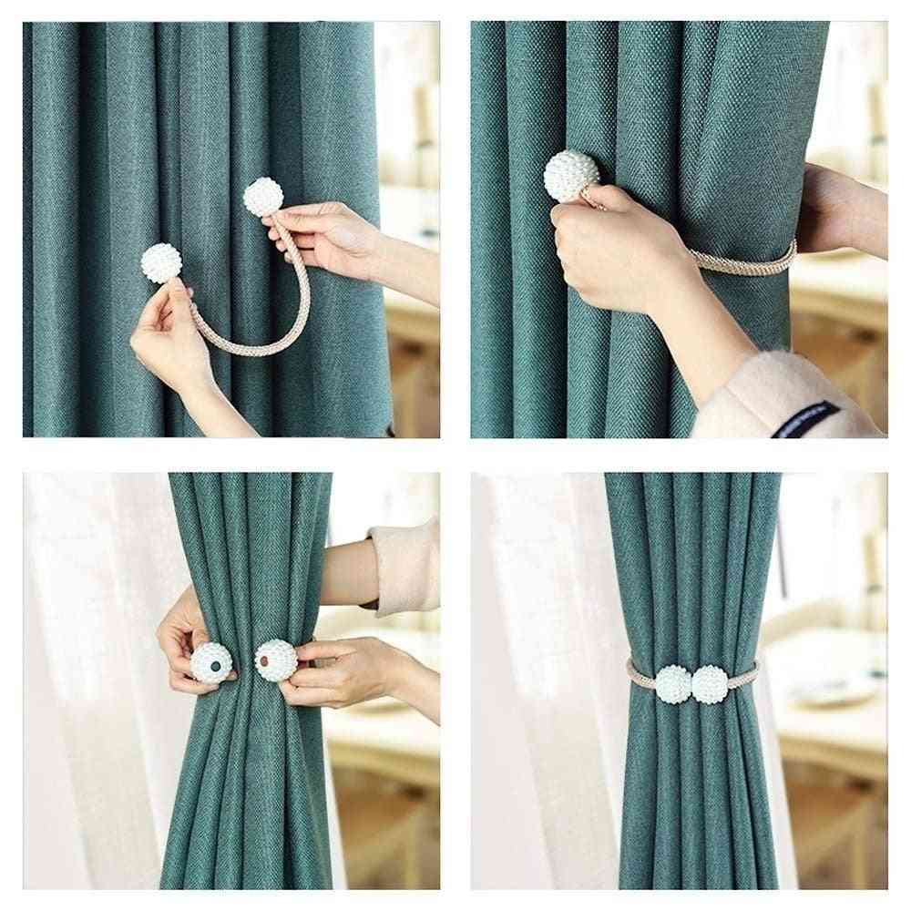 Magnets Clamp Curtain Holder, Pompom Tieback Magnetic Clips