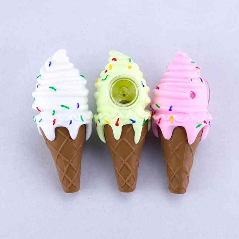Silicone Smoking Ice Cream Pipe With Clean Cover
