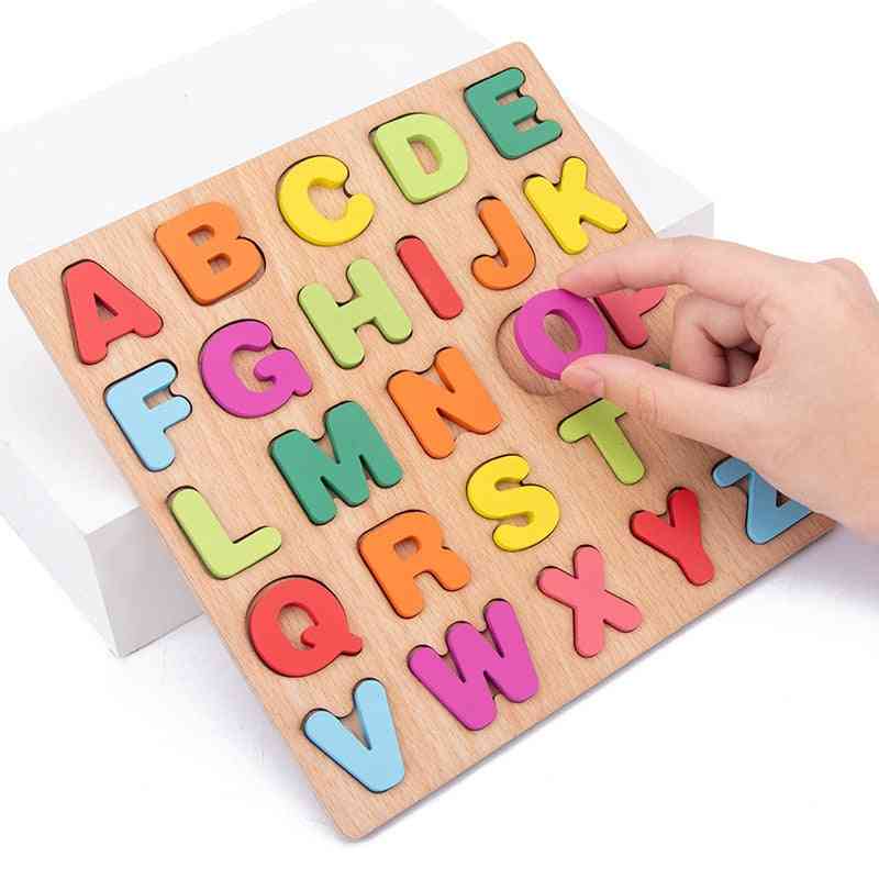 Wooden Board With Colorful Alphabet Number 3d Puzzle Kids
