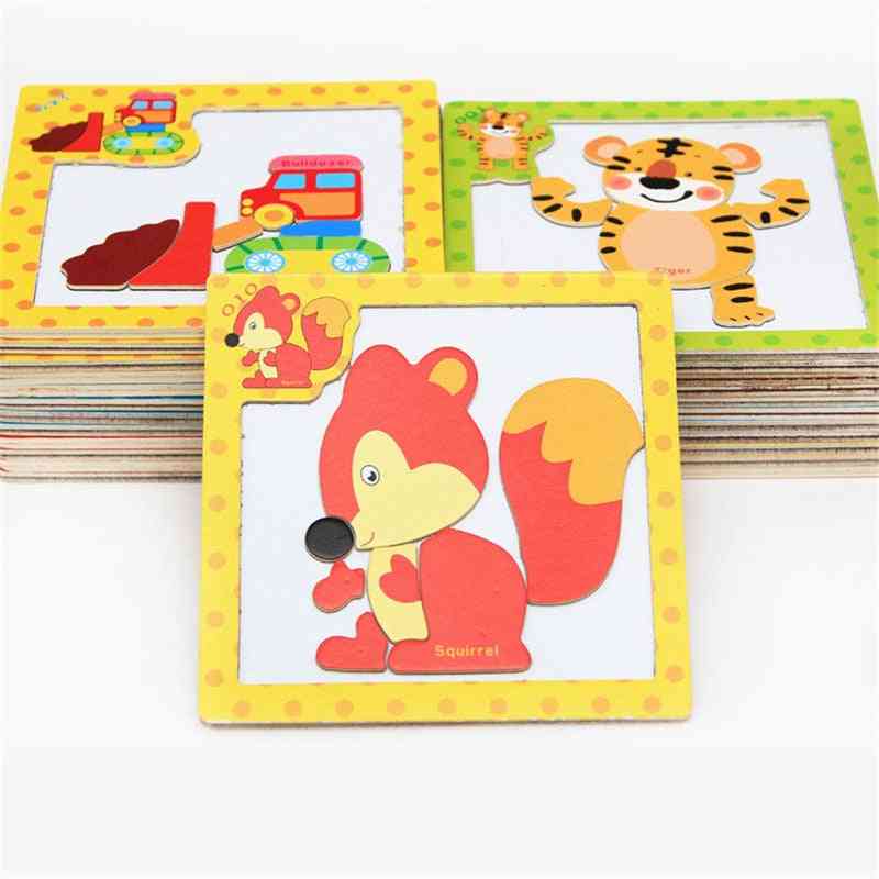 3d Magnetic Cartoon Animals Puzzle Jigsaw Wooden
