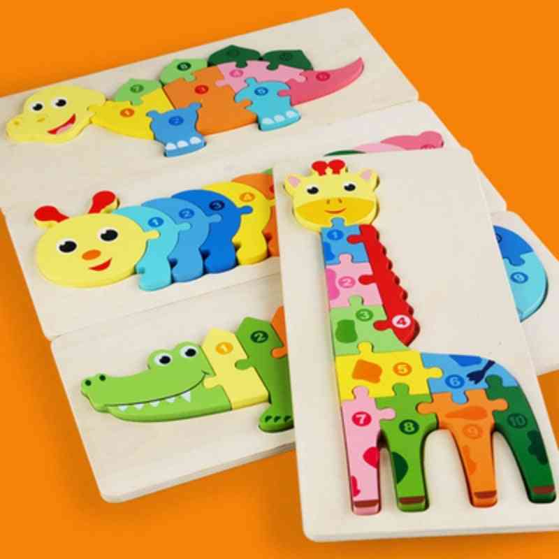 3d- Dinosaur Giraffe, Animal Jigsaw Wood, Puzzle Game